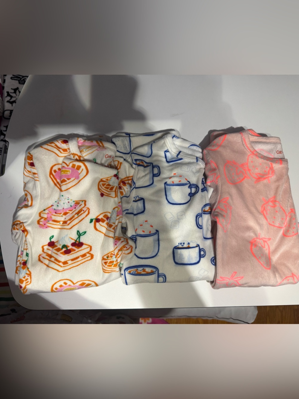 Cat & Jack White Kids Pajamas with Blue and Orange Mug Print